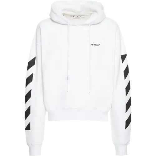 Off , Hoodie with Diagonal Design , male, Sizes: XL - Off White - Modalova