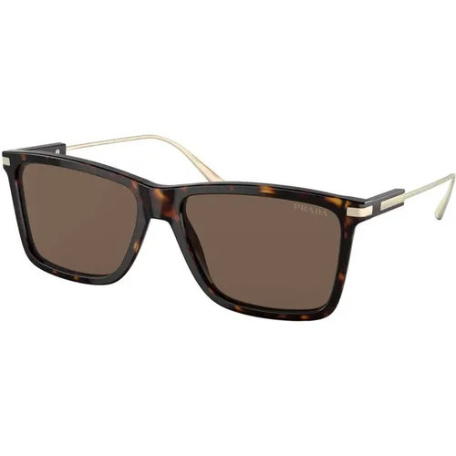 Schildpatt/Braune Sonnenbrille , Herren, Größe: 58 MM - Prada - Modalova