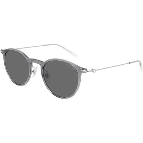 Graue Sonnenbrille mit grauen Gläsern , Herren, Größe: 50 MM - Montblanc - Modalova