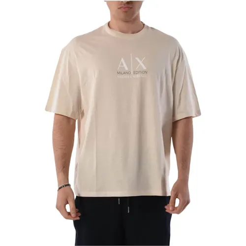 Cotton T-shirt with front logo , male, Sizes: XL, L, S, M - Armani Exchange - Modalova