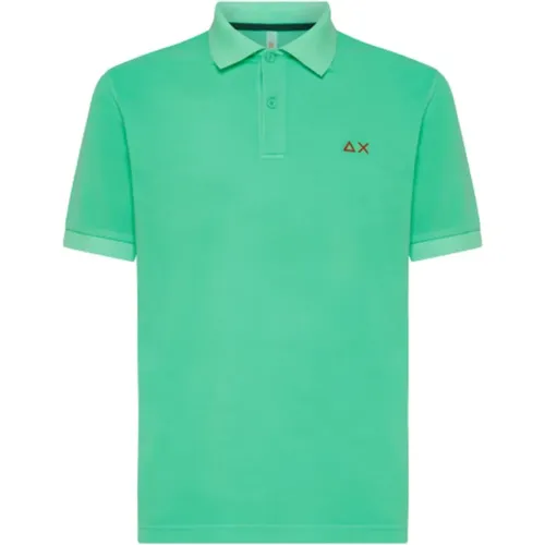 Grünes Poloshirt mit fluoreszierendem Logo , Herren, Größe: 3XL - Sun68 - Modalova