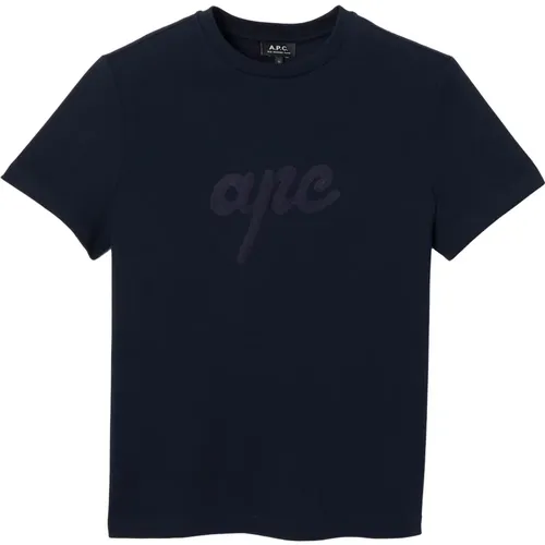 T-Shirts, male, , Size: L Short Sleeve Cotton T-Shirt with Front Print - A.p.c. - Modalova