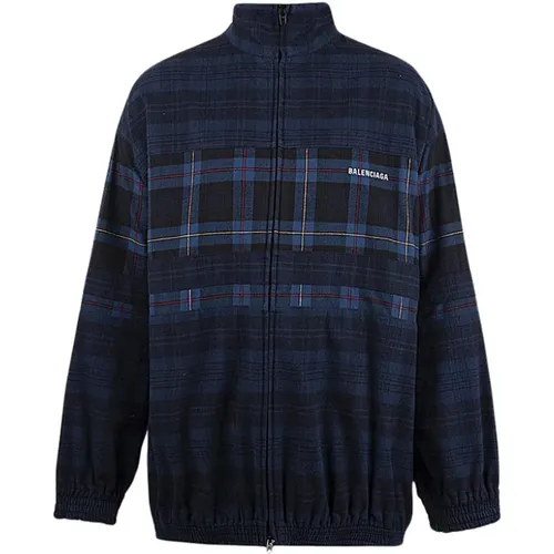 Light Jackets, male, , Size: XS High-neck Zip-up Coat - Balenciaga - Modalova