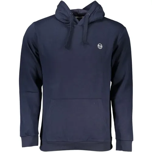 Blauer Baumwoll-Hoodie Sweatshirt mit gesticktem Logo , Herren, Größe: L - Sergio Tacchini - Modalova