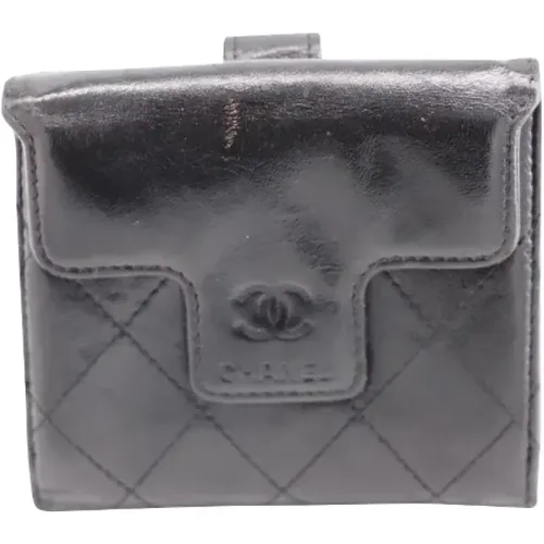 Vintage Schwarze Lederklappenbrieftasche - Chanel Vintage - Modalova