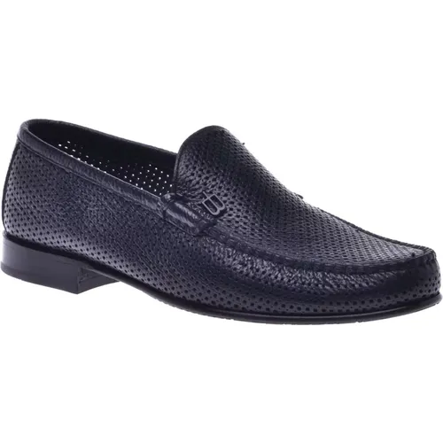 Loafer in dark perforated calfskin , Herren, Größe: 43 EU - Baldinini - Modalova