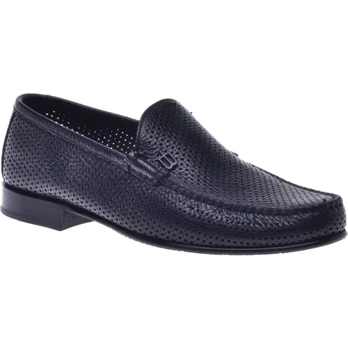 Loafer in dark perforated calfskin , male, Sizes: 10 UK, 9 UK, 7 UK, 11 UK, 8 1/2 UK, 6 UK, 5 UK, 7 1/2 UK, 8 UK, 9 1/2 UK - Baldinini - Modalova