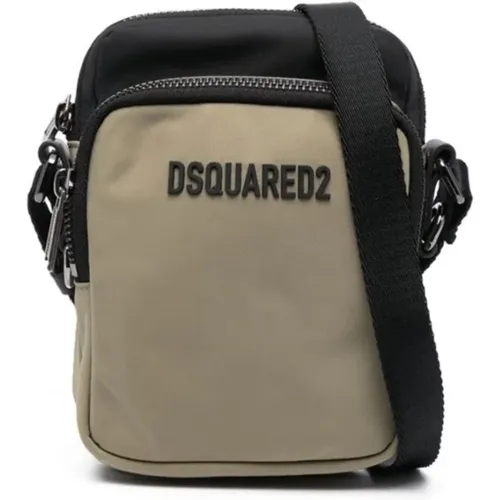 Messenger Bags, male, , Size: ONE SIZE Logo Crossbody Bag /Black - Dsquared2 - Modalova