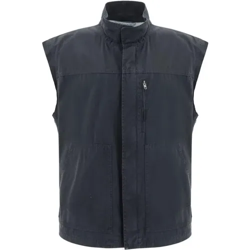 Vests, male, , Size: S High Collar Denim Vest Modern Design - MM6 Maison Margiela - Modalova