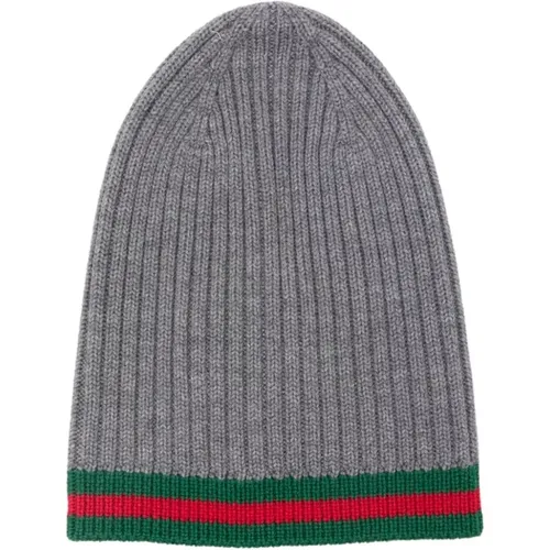 Beanies, male, , Size: M Kids Signature Web-Stripe Knit Hats - Gucci - Modalova