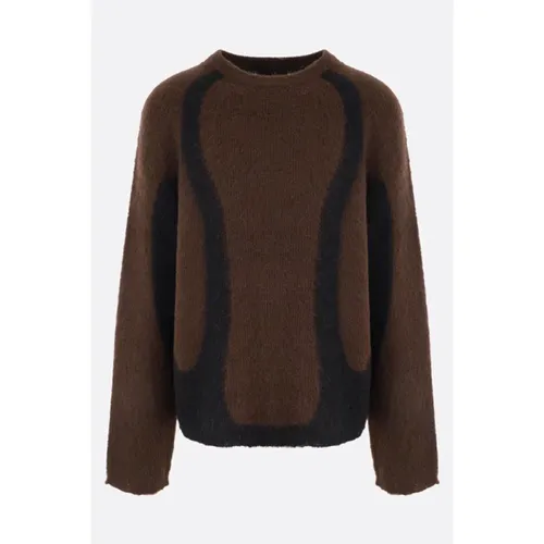 Graphic Contrast Alpaca Pullover Sweater , male, Sizes: L, M, XL - J.l-A.l - Modalova