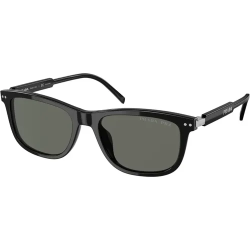 Schwarz/Grüne Sonnenbrille , Herren, Größe: 54 MM - Prada - Modalova