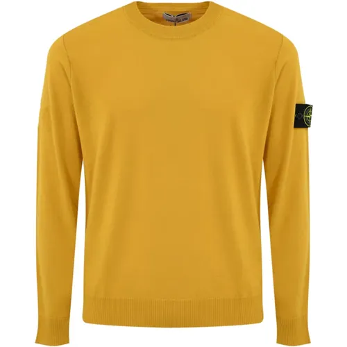 Mustard Wool Sweater Long Sleeve , male, Sizes: XL - Stone Island - Modalova