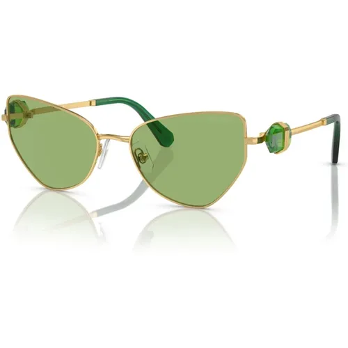 Sunglasses, female, , Size: 57 MM Gold/Green Sunglasses Sk7003 - Swarovski - Modalova