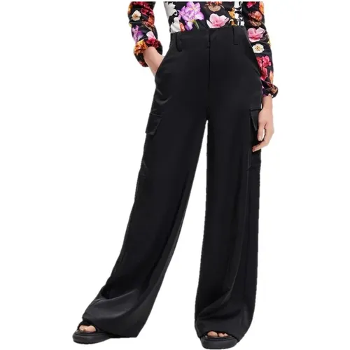 Schwarze Hose mit Reißverschluss und Hakenknopf , Damen, Größe: XL - Desigual - Modalova