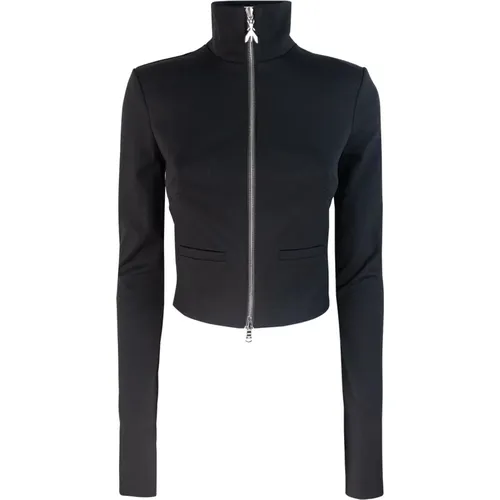 Schwarze Bikerjacke mit hohem Kragen , Damen, Größe: M - PATRIZIA PEPE - Modalova