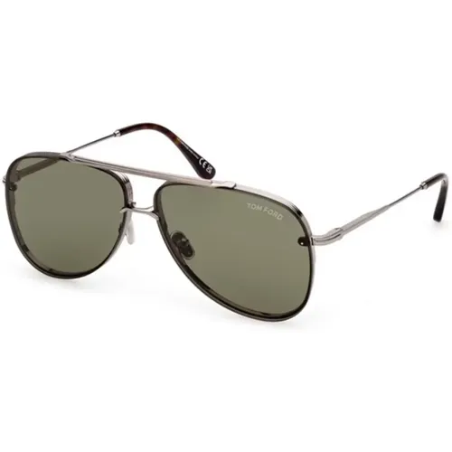 Shiny Light Ruthenium Green Sunglasses , male, Sizes: 62 MM - Tom Ford - Modalova
