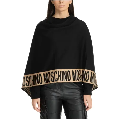 Plain Logo Poncho , female, Sizes: ONE SIZE - Moschino - Modalova