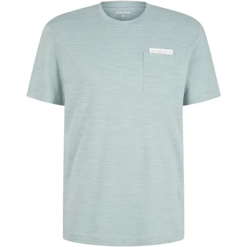T-Shirt Kurzarmshirt in Melange-Optik mit Brusttasche - Tom Tailor - Modalova