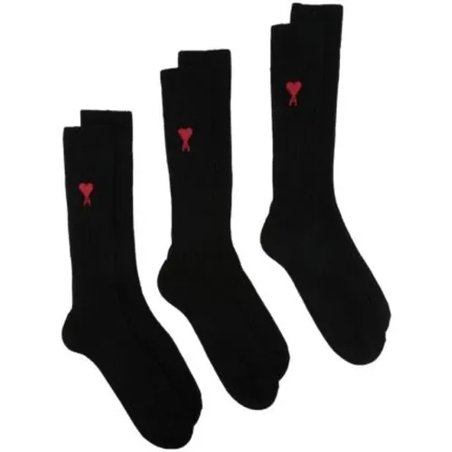 Socks, male, , Size: M Intarsia Logo Socks Set - Ami Paris - Modalova