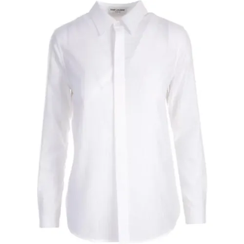 Striped Cotton Voile Shirt , female, Sizes: S - Saint Laurent - Modalova