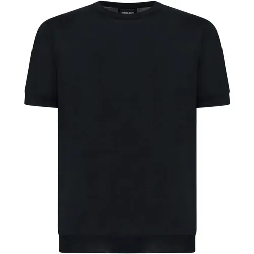 Schwarze Pullover für Männer , Herren, Größe: XL - Giorgio Armani - Modalova