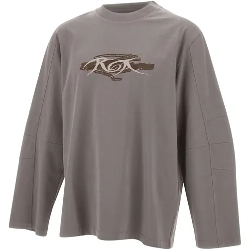 Round-neck Knitwear, unisex, , Size: XL Cotton Sweater, Mud Color, Raglan Sleeves - ROA - Modalova