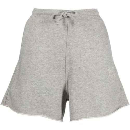 Grey Embroidered Logo Shorts , female, Sizes: XS, M - Ganni - Modalova