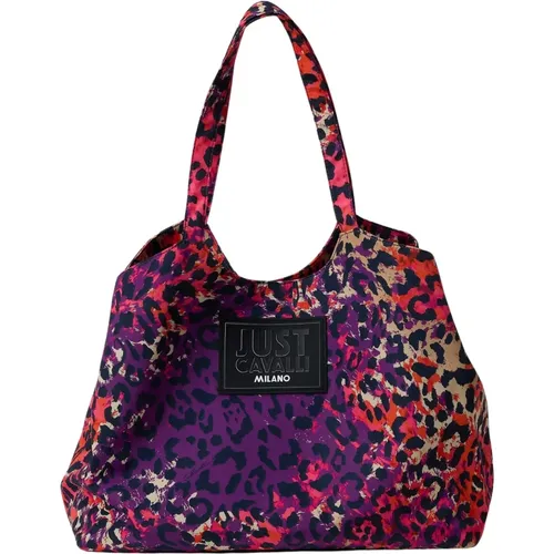 Leopard Print Nylon Tote Bag , female, Sizes: ONE SIZE - Just Cavalli - Modalova