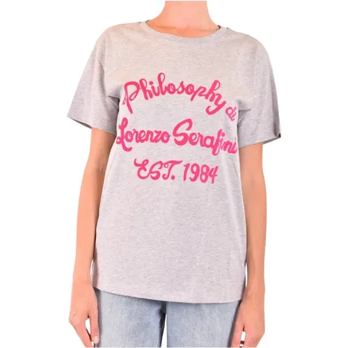 T-Shirts, female, , Size: M Logo-print Cotton T-shirt - Philosophy di Lorenzo Serafini - Modalova
