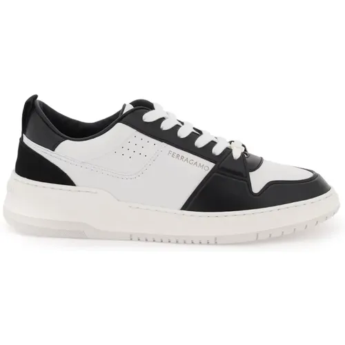 Two-Tone Leather Sneakers with Logo , male, Sizes: 7 UK, 6 UK - Salvatore Ferragamo - Modalova