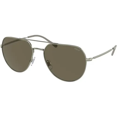 Sunglasses, male, , Size: ONE SIZE Grey Metal Sunglasses - Ralph Lauren - Modalova