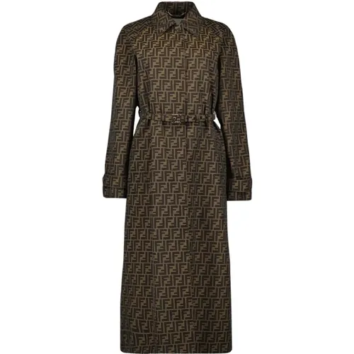 Brauner Jacquard-Trenchcoat Fendi - Fendi - Modalova