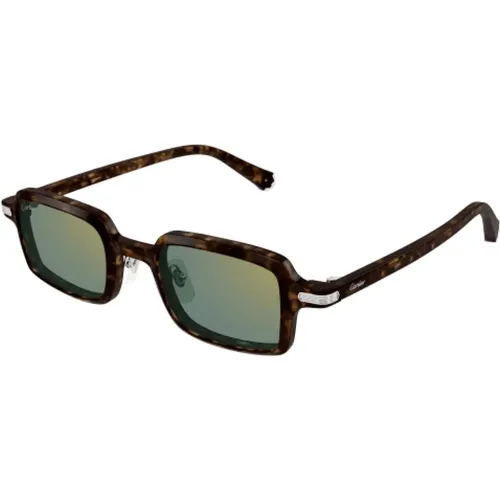 Sunglasses, unisex, , Size: S Stylish Rectangle Sunglasses in Havana - Cartier - Modalova