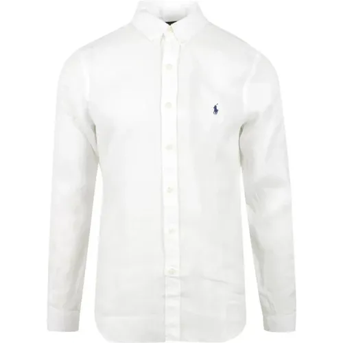Formal Shirts, male, , Size: L Linen Long Sleeve Shirt - Polo Ralph Lauren - Modalova