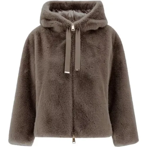 Hooded Fur Jacket with Zipper , female, Sizes: XS - Herno - Modalova