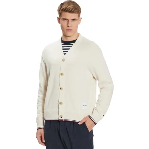 Cardigan Global Stripe Relaxed FIT CON Logo , male, Sizes: S - Tommy Hilfiger - Modalova