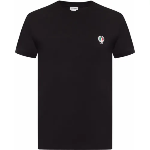 Schwarzes Baumwoll-Logo T-Shirt , Herren, Größe: L - Dolce & Gabbana - Modalova