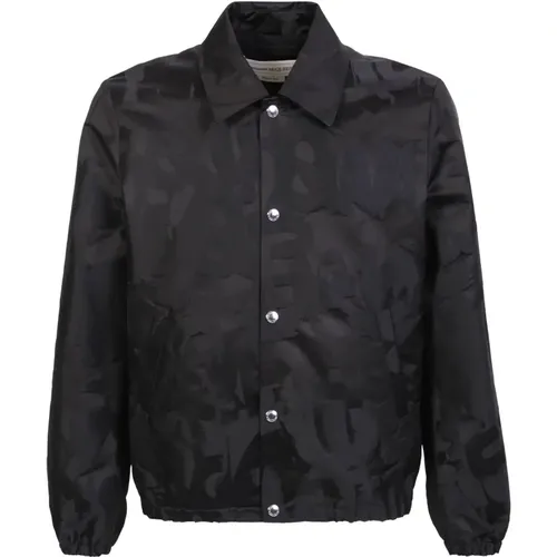 Snap Button Jacket with Graffiti Logo , male, Sizes: L - alexander mcqueen - Modalova