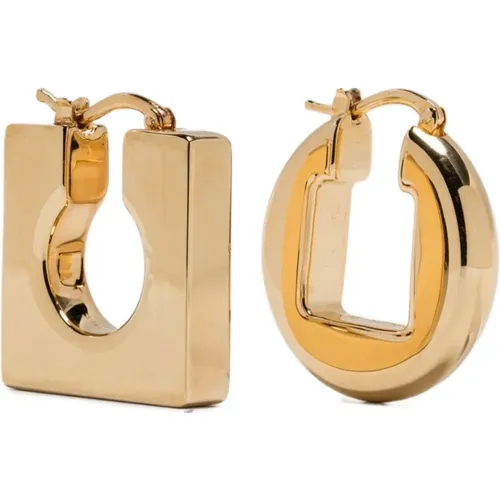 Earrings, female, , Size: ONE SIZE Golden Square Hoop Earrings - Jacquemus - Modalova