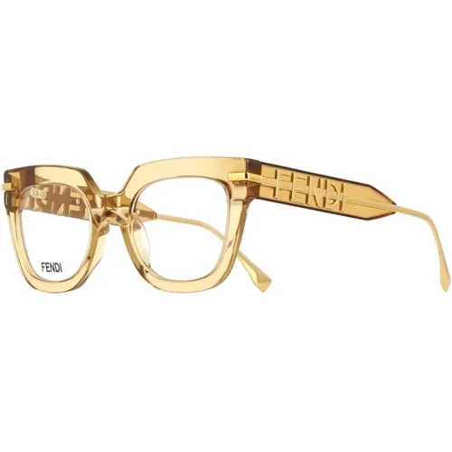 Transparent Cateye Eyeglasses with Gold Detailing , female, Sizes: 50 MM - Fendi - Modalova