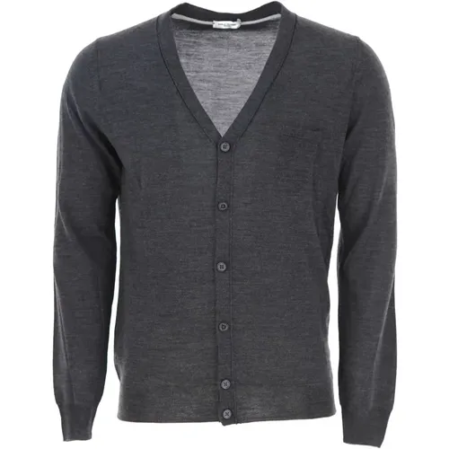 Cardigans, male, , Size: L Anthracite Sweaters for Men - Paolo Pecora - Modalova