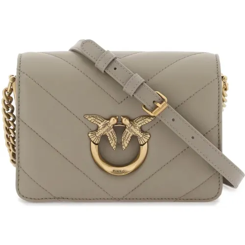 Gesteppte Nappaleder Chevron Love Tasche - pinko - Modalova