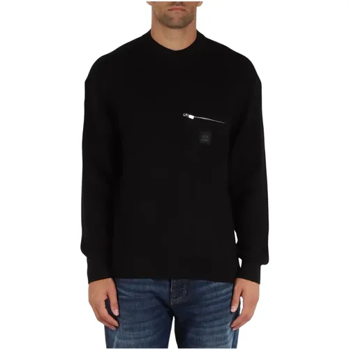 Ribbed cotton and virgin wool sweater , male, Sizes: L, XL, 2XL - Armani Exchange - Modalova