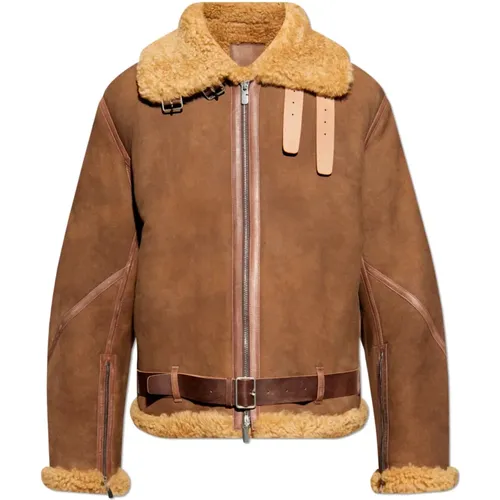 Shearling coat with pockets , male, Sizes: L - Burberry - Modalova