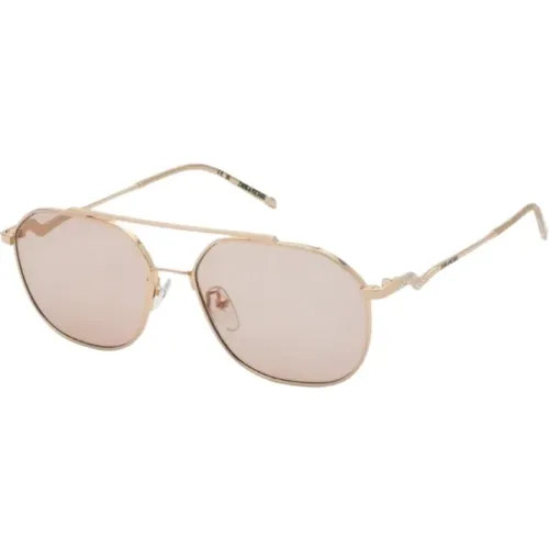 Goldene Metallsonnenbrille für Frauen , Damen, Größe: 56 MM - Zadig & Voltaire - Modalova