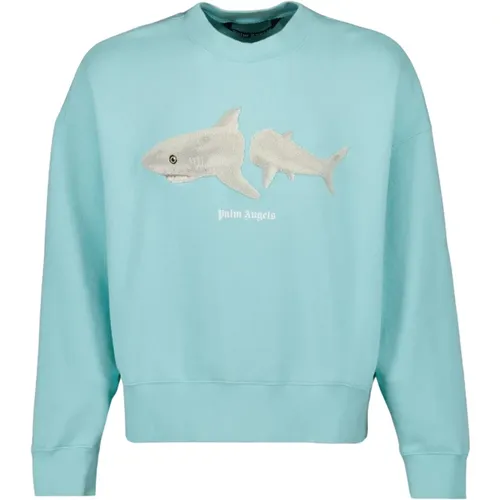 Shark Broken Sweatshirt Long Sleeve Logo , male, Sizes: XS - Palm Angels - Modalova