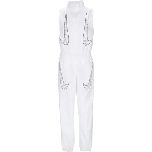 Ärmelloser Sportanzug Jumpsuit Weiß/Schwarz , Damen, Größe: S - Nike - Modalova