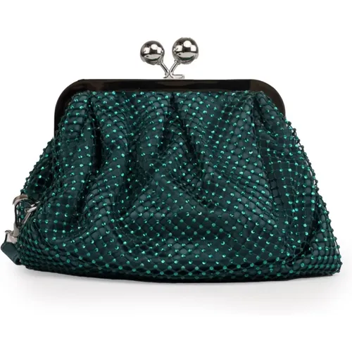 Grüne Strass Clutch Tasche , Damen, Größe: ONE Size - Max Mara Weekend - Modalova