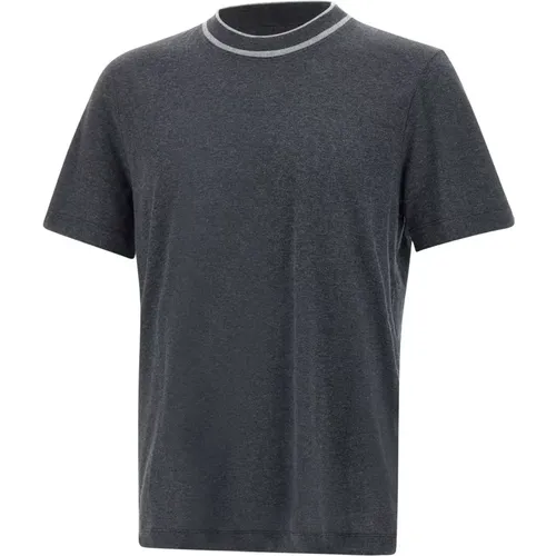 T-Shirts, male, , Size: 2XL Men's Cotton Cashmere T-shirt Anthracite Grey - PESERICO - Modalova